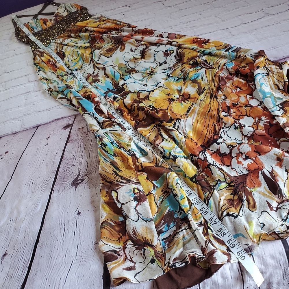 Carraz Beverly Hills Halter Embellished Gown Floral Sleeveless Sequin Medium - Picture 13 of 16
